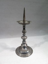 ANCIEN PIQUE CIERGE CHANDELIER EN BRONZE ARGENTE EPOQUE LOUIS XIV FIN XVII ème