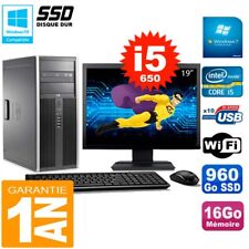PC HP 8100 Tour Ecran 19" Core i5-650 RAM 16Go SSD 960Go Graveur DVD Wifi W7