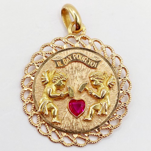 Pendentif médaille amour - pendentif, or