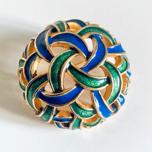 Vintage broche doree email - vintage,
