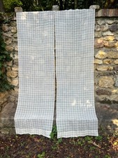 Ancienne Paire de rideaux en filet, motif a carreaux. Rideaux souple et léger. H