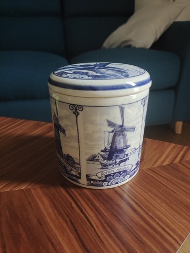 Delft blue hand painted pot - delft,