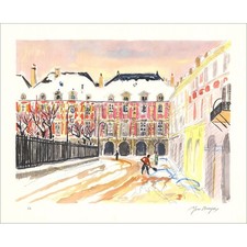 BRAYER Yves - Lithographie originale "Paris, la place des Vosges" 45x56cm