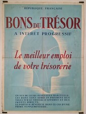 Bons du trésor Circa 1950 Affiche Originale Économie