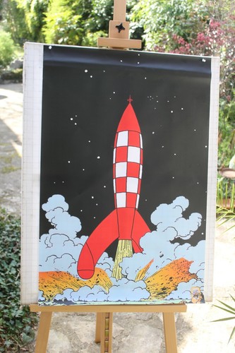 Tintin hergé dessin sur toile - dessin,