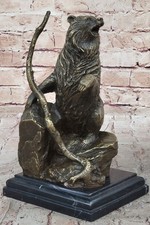 Fonte Grizzly Russe Ours Vie Sauvage Art Lodge Bronze Massif Marbre Statue Deal