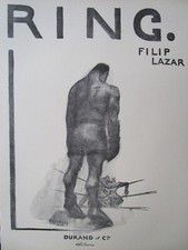 Ring, lithographie sur partition, Descossy, Filip Lazar, boxe, boxing