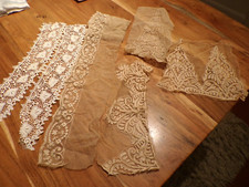 Lot de 6 métrages de dentelles tulle brode ou dentelle  différentes  ( ref 44 )