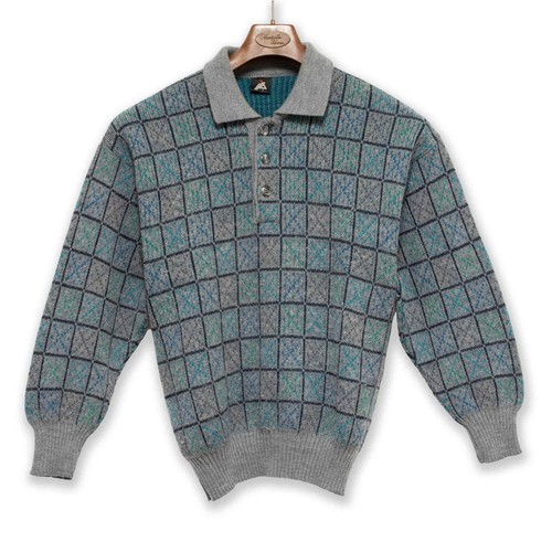 Pull vintage gris - gris, bleu