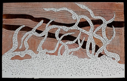 Magic lantern slide - slide, eruption
