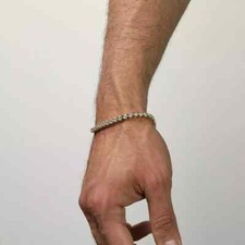 Bracelet tennis homme rond certifié GH/SI diamant naturel or jaune massif 14 ...