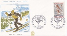 ENVELOPPE 1er jour first timbre 1968 JEUX OLYMPIQUES HIVER GRENOBLE SKI DE FOND