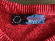 FAÇONNABLE: PULL HOMME ROUGE 100% LAINE VIERGE D’ÉCOSSE, TAILLE L-XL, COMME NEUF
