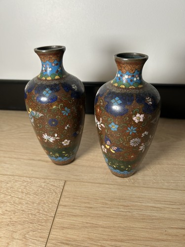 Paire vases cloisonné - de,