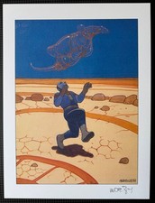 MOEBIUS IMAGE IMPRIMEE " B " SIGNEE MANUELLEMENT au crayon dim 24 * 32 Cm