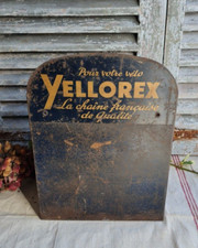 ANCIEN PRESENTOIR PUBLICITAIRE EN TOLE YELLOREX CHAINE VELO MOTO NO EMAILLE