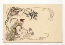Art Nouveau -  Femme et fleurs - DND