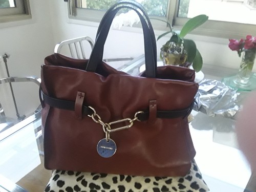 Sac main cuir bordeau et - en,