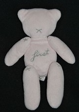 ?Peluche Doudou Ours MINISU Rose Brodé Gris " FIRST " 19 Cm Teddy Bear TTBE