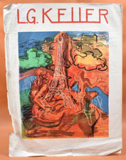 Affiche lithographique d'art XXème - La tour Eiffel - L. G. Keller