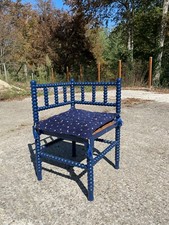 Chaise d'angle paille et bois peint