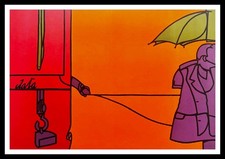 Valerio ADAMI : Homme au parapluie, lithographie originale 1973