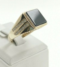 Chevalière Bague pour Hommes Onyx 14 Carat 585 Or 6,5 Grammes Anneau Taille 63