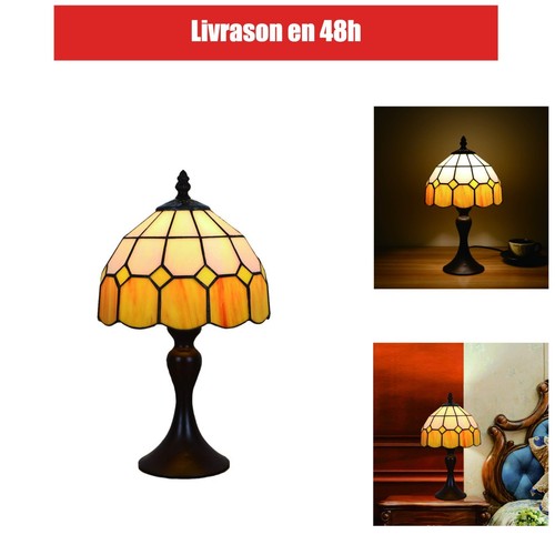 Lampe table tiffany jaune - lampe,