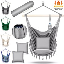 tillvex® hanging chair with 2 cushions hanging chair hanging swing hanging baske