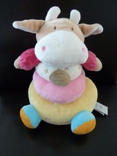 T6 - DOUDOU ET COMPAGNIE PYRAMIDE VACHE CERISE BEIGE JAUNE ROSE BLEU ET.NEUF*   