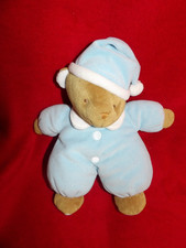 Doudou Peluche Siplec Ours Grelot Marron Bleu Blanc