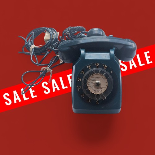 Téléphone ancien fixe bleu - ancien,