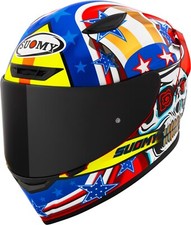 Casque De Moto Suomy Track-1 Riot (Bleu/Jaune/Blanc/Rouge) Taille: M (57)