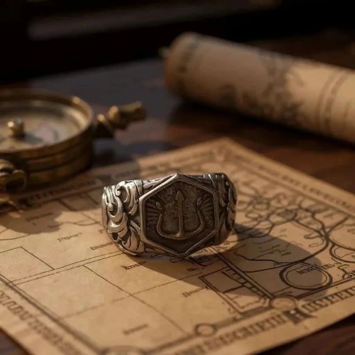 Bague trident doré tyle - bague, marin