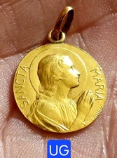 ART NOUVEAU - Superbe Médaille Plaqué Or 15,5 mm - Sancta Maria Par Tairac
