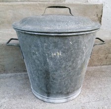 D1- Ancienne  lessiveuse en zinc 27cm X 31cm déco collection art populaire 