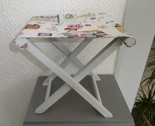 PETIT SIEGE PLIANT BOIS ET TISSU-PLIANT DE JARDIN-TABOURET DE PECHEUR