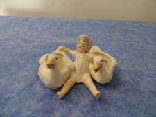 ANCIENNE SALERON SALIERE EN PORCELAINE ENFANT 2 OIES