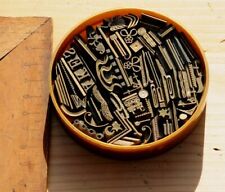 Lot de fers à dorer plaque matériel reliure dorure ancien cuir bronze/laiton.