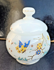 SUCRIER OPALINE EMAILLE PAPILLON NAPOLEON III SUGAR BOWL ENAMEL 1880
