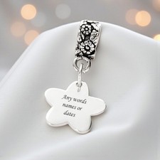 Gravé Breloque pour Maman, Soeur, Daughter, Nounou. 925 Argent Peut Être