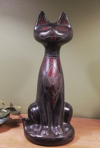 Statue ancienne chat terre - statue,