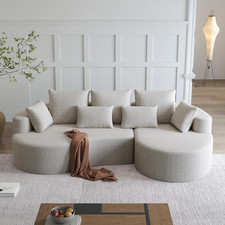 Beige 105" Chenille L-Shaped