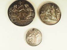 3 MEDAILLES DE MARIAGE ANCIENNES ARGENT MASSIF ANTIQUE SILVER WEDDING MEDALS