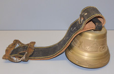 -BELLE CLOCHE de VACHE BRONZE COLLIER CUIR PUBLICITE COMTE 1991 collection  D