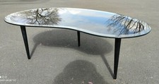 Table Basse Vintage verre forme rognon haricot/déco seventies/années 1970