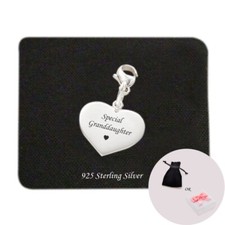 Spécial Petite-Fille Breloque, 925 Argent Coeur, Personnalisé, Gravé Cadeau, New