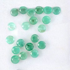 Coupe Ronde Naturel non Chauffé Vert Émeraude Brésil 20pcs 4.55ct 3.9mm Lot