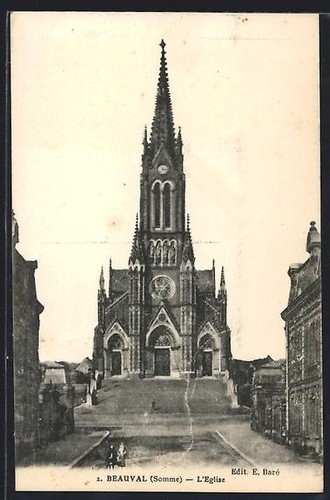 Cpa beauval somme eglise - cpa,