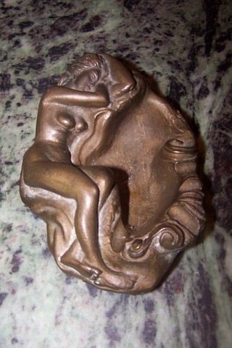 Ancien cendrier bronze femme - cendrier,